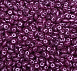 SuperDuo Pastel Bordeaux, Czech Glass 2-hole bead 2.5mm x 5mm-25032, 10 grams