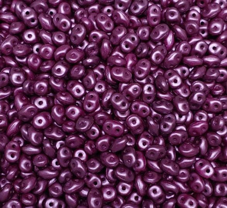 SuperDuo Pastel Bordeaux, Czech Glass 2-hole bead 2.5mm x 5mm-25032, 10 grams