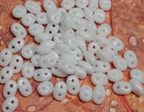 SuperDuo Chalk White, 2 hole bead 2.5x5mm Czech Glass Beads, 10 grams