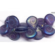 Briolette Tanzanite Purple Transparent Matte w/Aurora Borealis Finish and Laser Etched Spiral Design, 12x11MM - 12 Beads