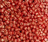 Minos Par Puca Opaque Coral Red Bronze, 2.5X3MM Czech glass 93200-15496, 5 grams
