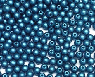 3mm Round Pastel Petrol, Czech Glass Beads, 25033-50 Beads