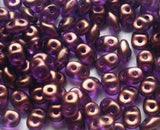 SuperDuo Halo Magenta, Matubo Czech Glass 2-hole bead, 2.5x5mm 29262, 10 grams