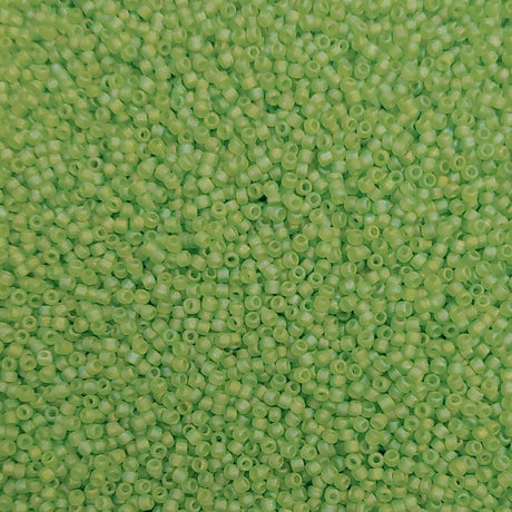 11/0 Transparent Matte Light Green AB, Matsuno Seed Bead, 11-F258