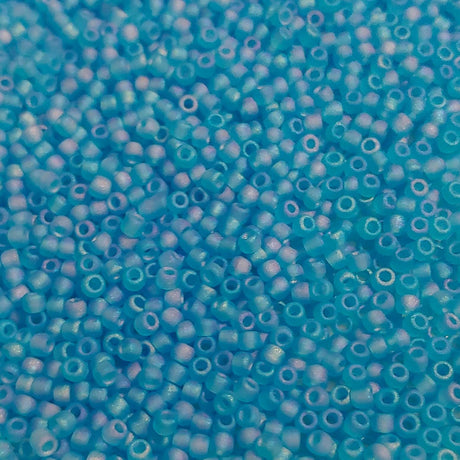 8/0 Transparent Matte Aqua Blue AB, Matsuno Seed Bead, 8-F260