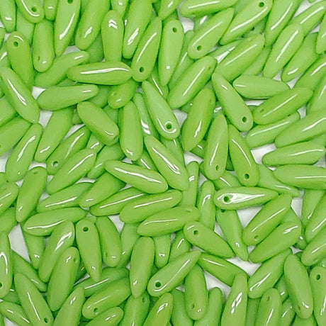 Dagger Bead Spring Green, Czech Glass 3X11MM, 53200