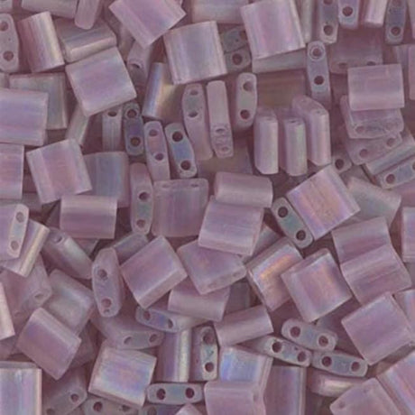 Miyuki Tila Beads-Tila, Half Tila or Quarter Tila Matte Transparent Smoky Amethyst AB - 142FR, 5 grams