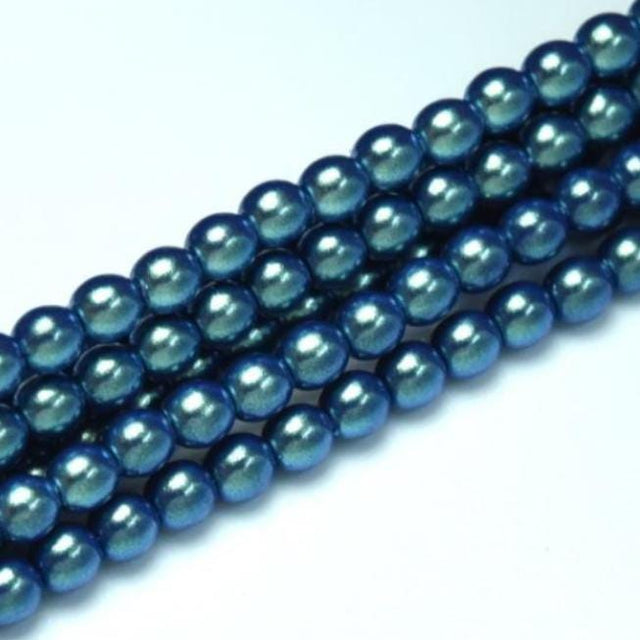 3mm, 4mm, 8mm Pearl Shell Dusk Blue, Round Glass Beads Pearl Shell,