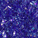Miyuki Tila Beads-Tila, Half Tila or Quarter Tila Transparent Cobalt AB-177, 5 grams