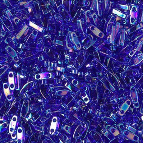 Miyuki Tila Beads-Tila, Half Tila or Quarter Tila Transparent Cobalt AB-177, 5 grams
