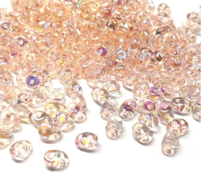 SuperDuo Rosaline AB, Czech Glass 2-hole bead 2.5mm x 5mm, 10 grams