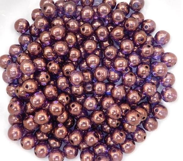 6mm Round Crystal Lila Vega Luster Glass Beads, 00030-15726 - 25 beads