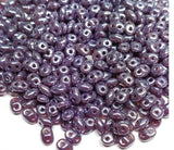SuperDuo Opal Violet White Luster, 2-Hole 2.5x5mm Czech Glass, 21010-14400-10 grams
