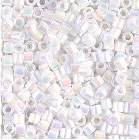 DB0202 11/0 White Pearl AB, Miyuki Delica