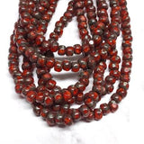 3x4mm Trica Bead Ladybug with Picasso Finish - 3 Cut Czech Glass Beads, 50 beads