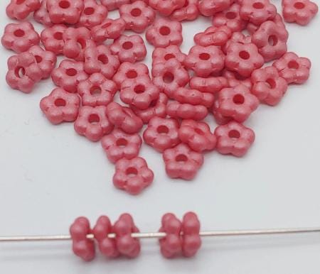 Forget-Me-Not 5mm Pastel Dark Coral, Spacer Bead, Czech Pressed Glass, 29307-50 beads