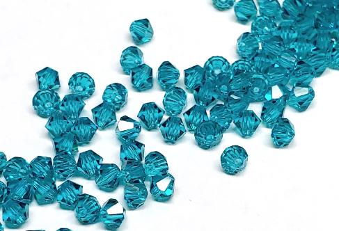 Preciosa 4mm Blue Zircon, Crystal Bicone - 36 pieces