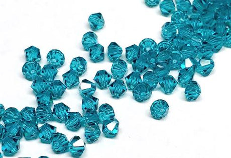 Preciosa 4mm Blue Zircon, Crystal Bicone - 36 pieces
