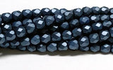 4mm Fire Polish Pastel Montana, Czech glass faceted round bead, 25042-50 beads