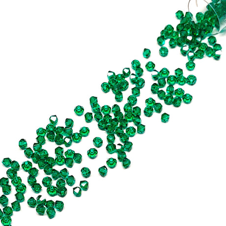 Preciosa 3mm Emerald, Crystal Bicone - 36 pieces