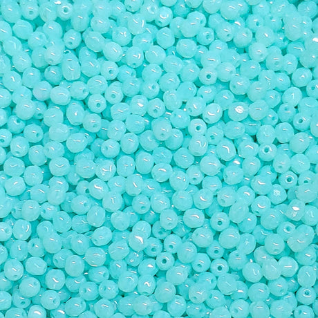 4mm Fire Polish Aqua, Czech glass faceted round, 61010