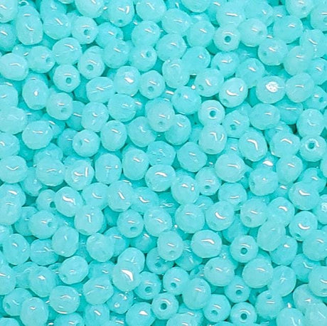 4mm Fire Polish Aqua, Czech glass faceted round, 61010