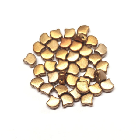 Ginko Czech Shield Bead Crystal Gold Rainbow, 2-Hole Czech Glass 7.5x7.5mm, 00030-01610-35 Beads
