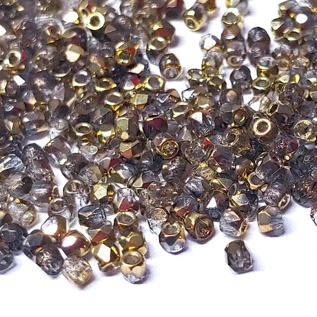 2MM Crystal Amber, Fire Polish Czech Glass, 00030-26441-100 Beads