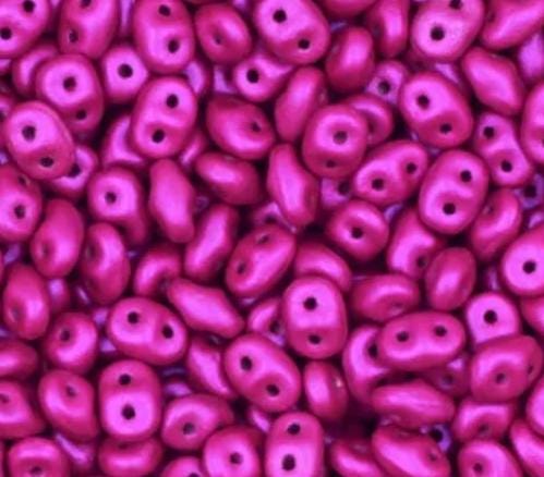 SuperDuo AluColour Magenta, 2-hole 2.5x5mm Czech Glass, 00030-33404-10 grams