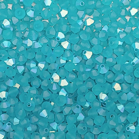 Preciosa 4mm Blue Zircon Matte AB, Crystal Bicone - 36 pieces