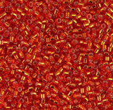 DB0043 11/0 Silver Lined Flame Red Miyuki Delica