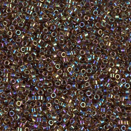 DB0087 11/0 Root Beer Lined Light Topaz AB Miyuki Delica