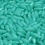 Mini Dagger Bead White Opal Lt Turquoise, Czech Glass Beads, 2.5x8MM, 02020-34309