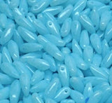 Mini Dagger Bead Milky Turquoise Blue, Czech Glass Beads, 2.5x8MM, 02020-34308A