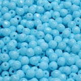 3mm Fire Polish Chalk White Lt Aqua Blue, Czech glass faceted, 03000-34308