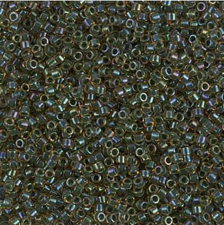 DB0273 11/0 Forest Green Lined Topaz AB Miyuki Delica 