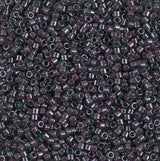 DB0279 11/0 Cranberry Lined Emerald Luster Miyuki Delica 