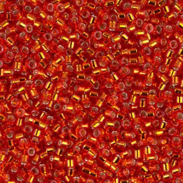 DB0043 11/0 Silver Lined Flame Red Miyuki Delica 