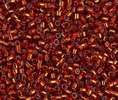 DB0601 11/0 Dyed Silver Lined Dark Burnt Orange Miyuki Delica