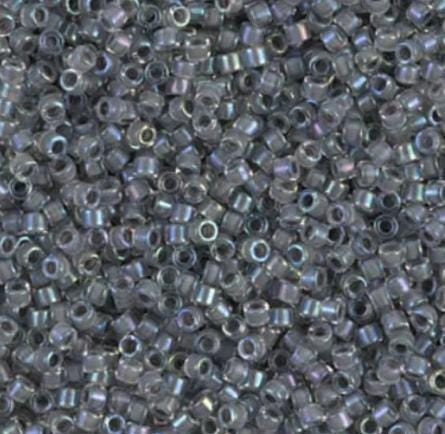 DB0081 11/0 Gray Lined Crystal AB Miyuki Delica