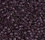 DB0784 11/0 Dyed Semi-Frosted Trnsprnt Dk Smoke Amethyst Miyuki Delica