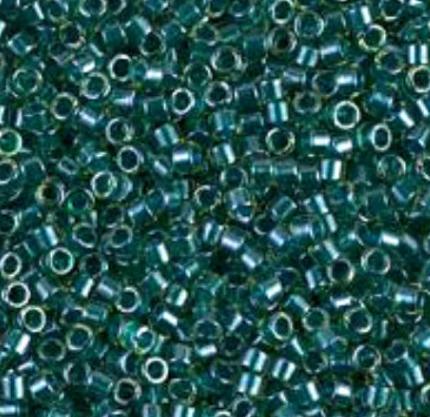 DB0919 11/0 Sparking Dark Teal Lined Chartreuse Miyuki Delica