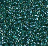DB0919 11/0 Sparking Dark Teal Lined Chartreuse Miyuki Delica