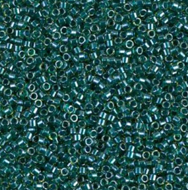 Sparking Dark Teal Lined Chartreuse Miyuki Delica 11/0 DB0919