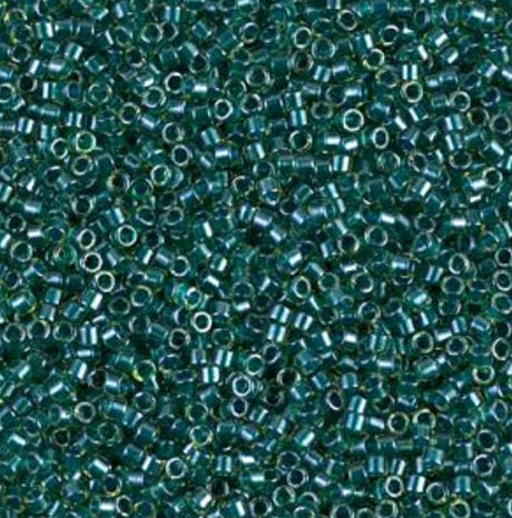 Sparking Dark Teal Lined Chartreuse Miyuki Delica 11/0 DB0919
