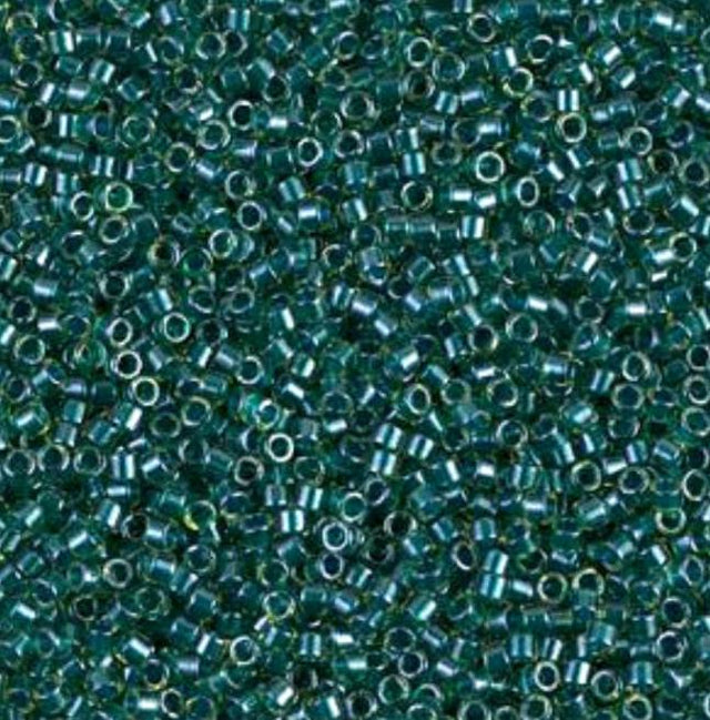 Sparking Dark Teal Lined Chartreuse Miyuki Delica 11/0 DB0919