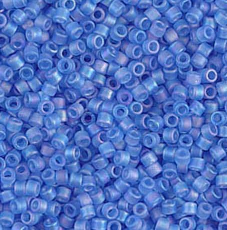 Delica 11/0 Matte Transparent Ocean Blue AB Delica Bead, DB1284-5 Grams