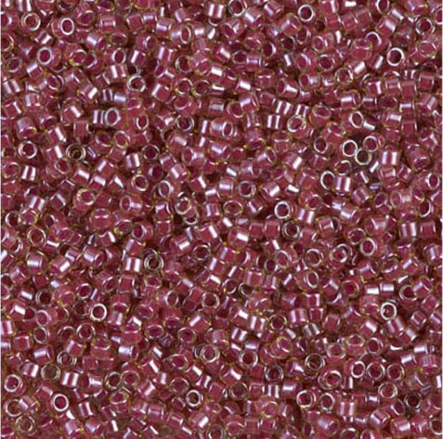 DB0283 11/0 Cranberry Lined Peridot Luster Miyuki Delica 