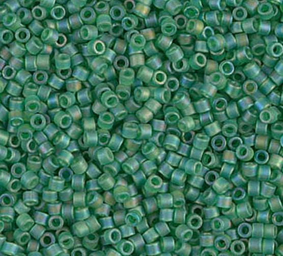 DB0858 11/0 Matte Transparent Green AB Miyuki Delica