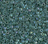 DB1768 11/0 Forest Green Lined Opal AB Miyuki Delica